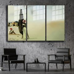Ünlü Ressamlar ve Yapıtları Modern Yaşam Alanları İçin 3'lü Dikey Cam Tablo 53