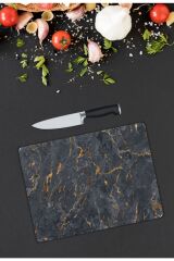 Siyah Mermer Görünümlü Cam Kesme Tahtası 25 x 35 cm