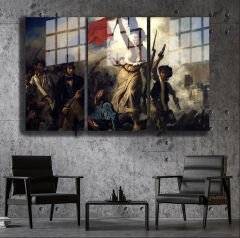 Ünlü Ressamlar ve Yapıtları Modern Yaşam Alanları İçin 3'lü Dikey Cam Tablo 63