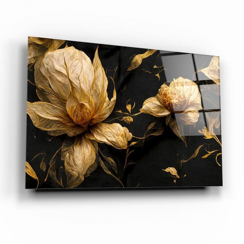 Çiçek ve Ay Cam Tablo Özel Tasarım Ofis, Mutfak Çocuk Odası, Salon Dekorasyon