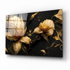 Çiçek ve Ay Cam Tablo Özel Tasarım Ofis, Mutfak Çocuk Odası, Salon Dekorasyon