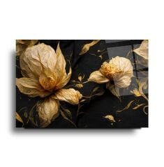 Çiçek ve Ay Cam Tablo Özel Tasarım Ofis, Mutfak Çocuk Odası, Salon Dekorasyon