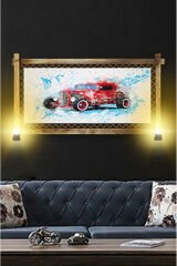 RUSTİK IŞIKLI Kırmızı Antika Kanvas Rustik Tablo K