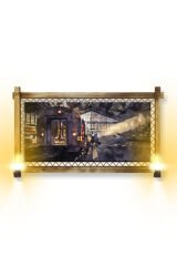 RUSTİK IŞIKLI Tren Garı Kanvas Rustik Tablo O
