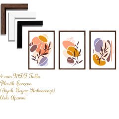 Bohem Tarz MDF Plastik Çerçeveli 3'lu Dekoratif Tablo 102