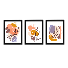 Bohem Tarz MDF Plastik Çerçeveli 3'lu Dekoratif Tablo 102