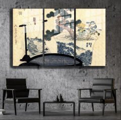 Ünlü Ressamlar ve Yapıtları Modern Yaşam Alanları İçin 3'lü Dikey Cam Tablo 85
