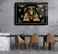 Gold Desenler Cam Tablo Özel Tasarım Ofis, Mutfak Çocuk Odası, Salon Dekorasyon