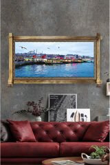RUSTİK IŞIKLI İstanbul Manzara Kanvas Rustik Tablo B