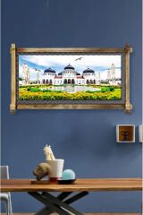 RUSTİK IŞIKLI Beyaz Camii Kanvas Rustik Tablo K