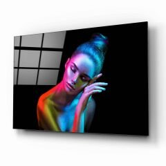 Neon Kadın Cam Tablo Özel Tasarım Ofis, Mutfak Çocuk Odası, Salon Dekorasyon