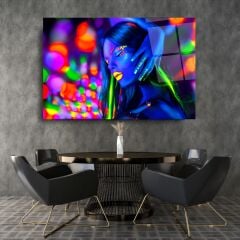 Neon Kadın Cam Tablo Özel Tasarım Ofis, Mutfak Çocuk Odası, Salon Dekorasyon