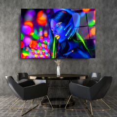 Neon Kadın Cam Tablo Özel Tasarım Ofis, Mutfak Çocuk Odası, Salon Dekorasyon