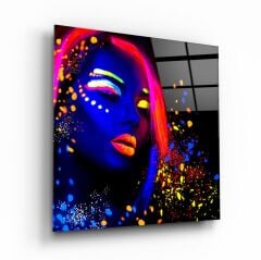 Neon Kadın Cam Tablo Özel Tasarım Ofis, Mutfak Çocuk Odası, Salon Dekorasyon