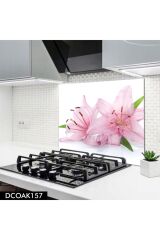Disegno Cam Ocak Arkası Koruyucu | Pembe Çiçek