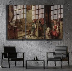 Ünlü Ressamlar ve Yapıtları Modern Yaşam Alanları İçin 3'lü Dikey Cam Tablo 103