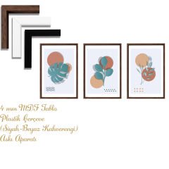 Bohem Tarz MDF Plastik Çerçeveli 3'lu Dekoratif Tablo 132