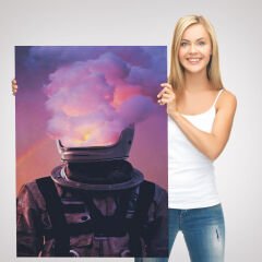 Beyni Yakılan Astronot Kanvas Tablo, Gerçeküstü Pop Art Kanvas Tablo-5214