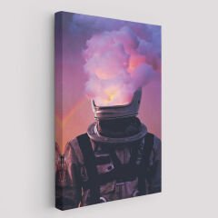 Beyni Yakılan Astronot Kanvas Tablo, Gerçeküstü Pop Art Kanvas Tablo-5214