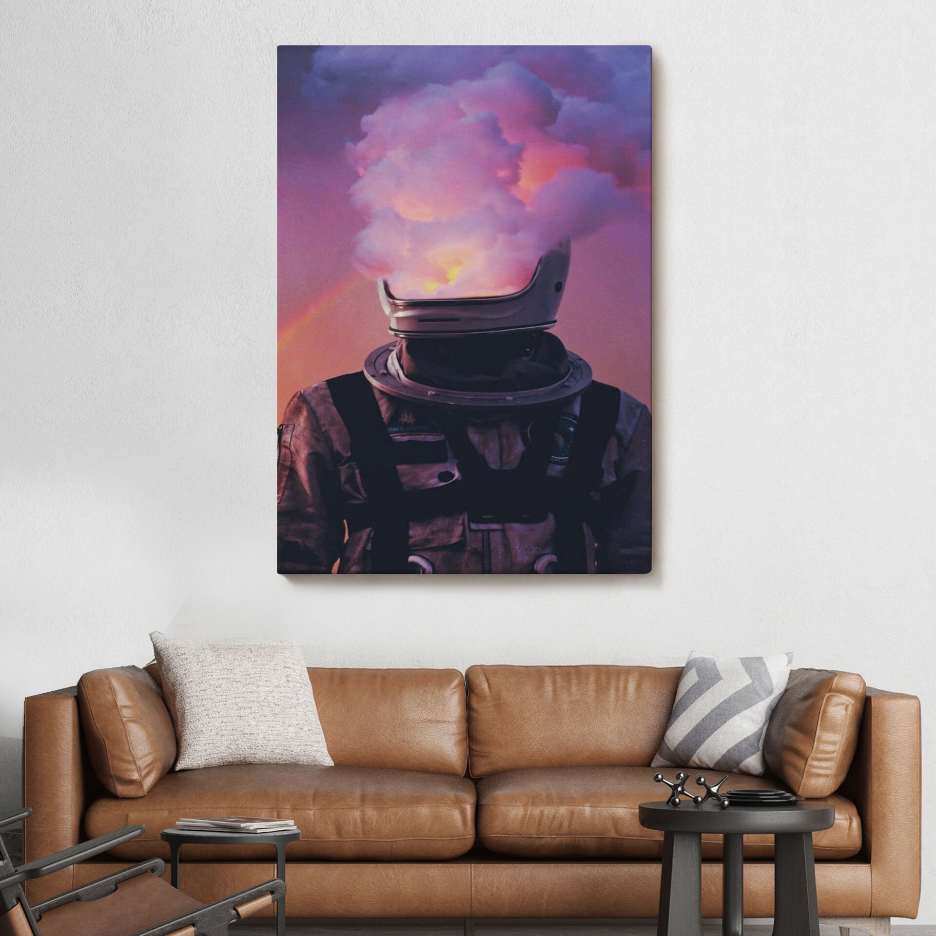 Beyni Yakılan Astronot Kanvas Tablo, Gerçeküstü Pop Art Kanvas Tablo-5214