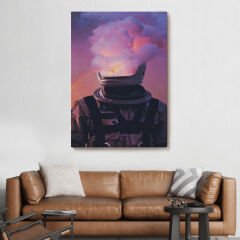 Beyni Yakılan Astronot Kanvas Tablo, Gerçeküstü Pop Art Kanvas Tablo-5214