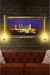 RUSTİK IŞIKLI Camii Kanvas Rustik Tablo K