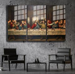 Ünlü Ressamlar ve Yapıtları Modern Yaşam Alanları İçin 3'lü Dikey Cam Tablo 132