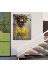 Çiçek Başlı Kadın Kanvas Tablo-5231