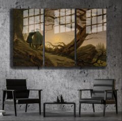 Ünlü Ressamlar ve Yapıtları Modern Yaşam Alanları İçin 3'lü Dikey Cam Tablo 141