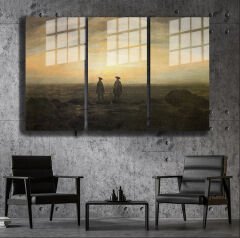 Ünlü Ressamlar ve Yapıtları Modern Yaşam Alanları İçin 3'lü Dikey Cam Tablo 149