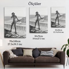 Helmut Newton, Telefonla Konuşan Çıplak Kadın, Celia Miami Dekoratif Kanvas Duvar Tablosu-5260