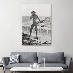 Helmut Newton, Telefonla Konuşan Çıplak Kadın, Celia Miami Dekoratif Kanvas Duvar Tablosu-5260