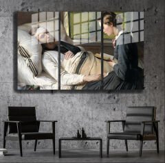 Ünlü Ressamlar ve Yapıtları Modern Yaşam Alanları İçin 3'lü Dikey Cam Tablo 165