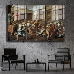 Ünlü Ressamlar ve Yapıtları Modern Yaşam Alanları İçin 3'lü Dikey Cam Tablo 167