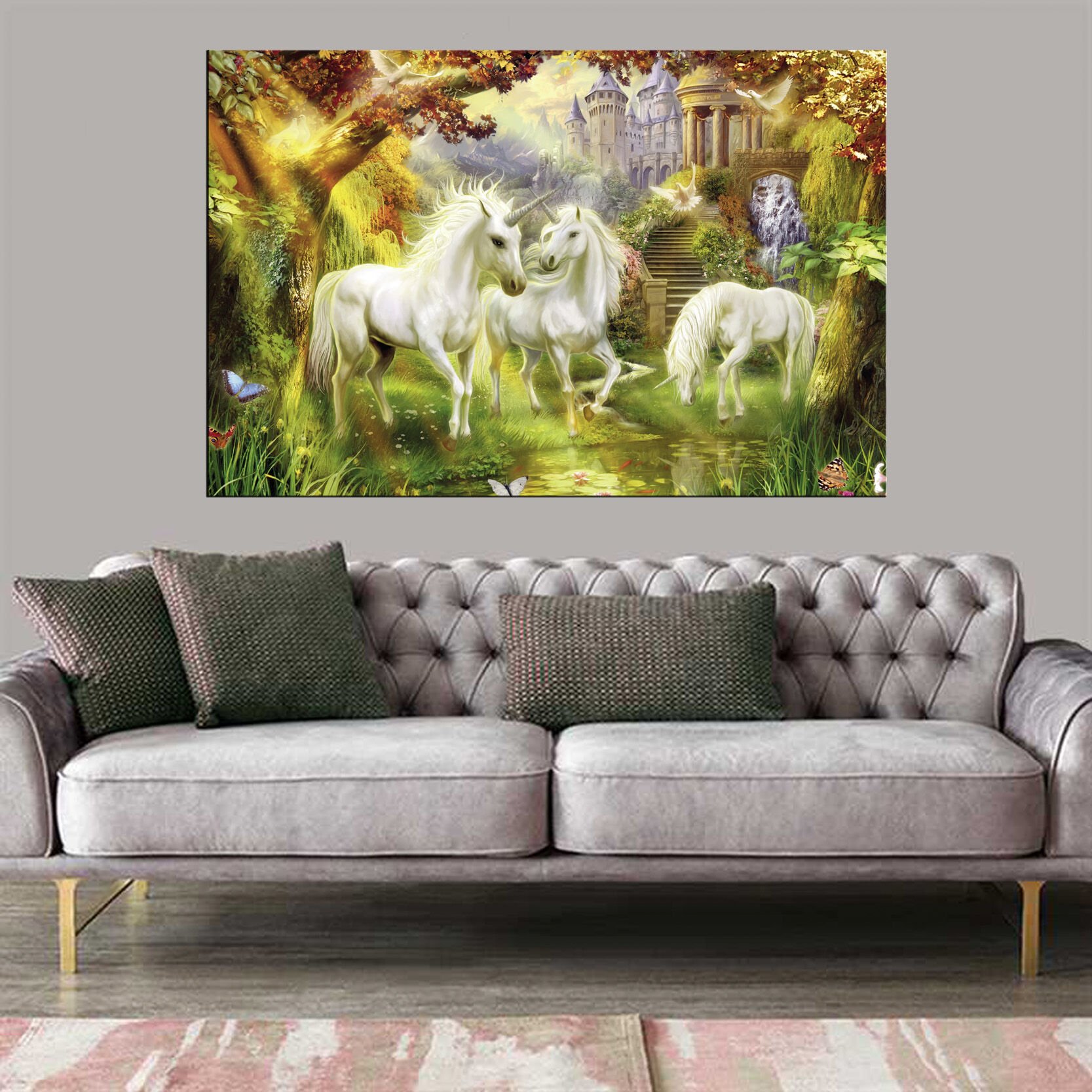 Dekoratif Baskı Unicorn Kanvas Tablo