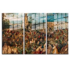 Ünlü Ressamlar ve Yapıtları Modern Yaşam Alanları İçin 3'lü Dikey Cam Tablo 182