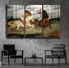 Ünlü Ressamlar ve Yapıtları Modern Yaşam Alanları İçin 3'lü Dikey Cam Tablo 183