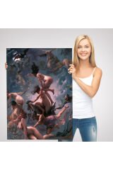 Şabat'a Giden Cadılar, Luis Ricardo Falero Vision de Faust 1878 Vintage Kanvas Tablo-5285