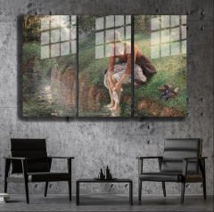 Ünlü Ressamlar ve Yapıtları Modern Yaşam Alanları İçin 3'lü Dikey Cam Tablo 187