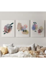 3’lü Tablo Soyut Figürlü Dekoratif Duvar Tablo Seti-AZ-25