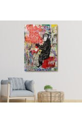 Hayallerinin Peşinden Git,Maymun Graffiti Posteri, Banksy Graffiti Kanvas Tablo-5304