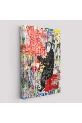 Hayallerinin Peşinden Git,Maymun Graffiti Posteri, Banksy Graffiti Kanvas Tablo-5304