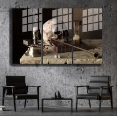 Ünlü Ressamlar ve Yapıtları Modern Yaşam Alanları İçin 3'lü Dikey Cam Tablo 205