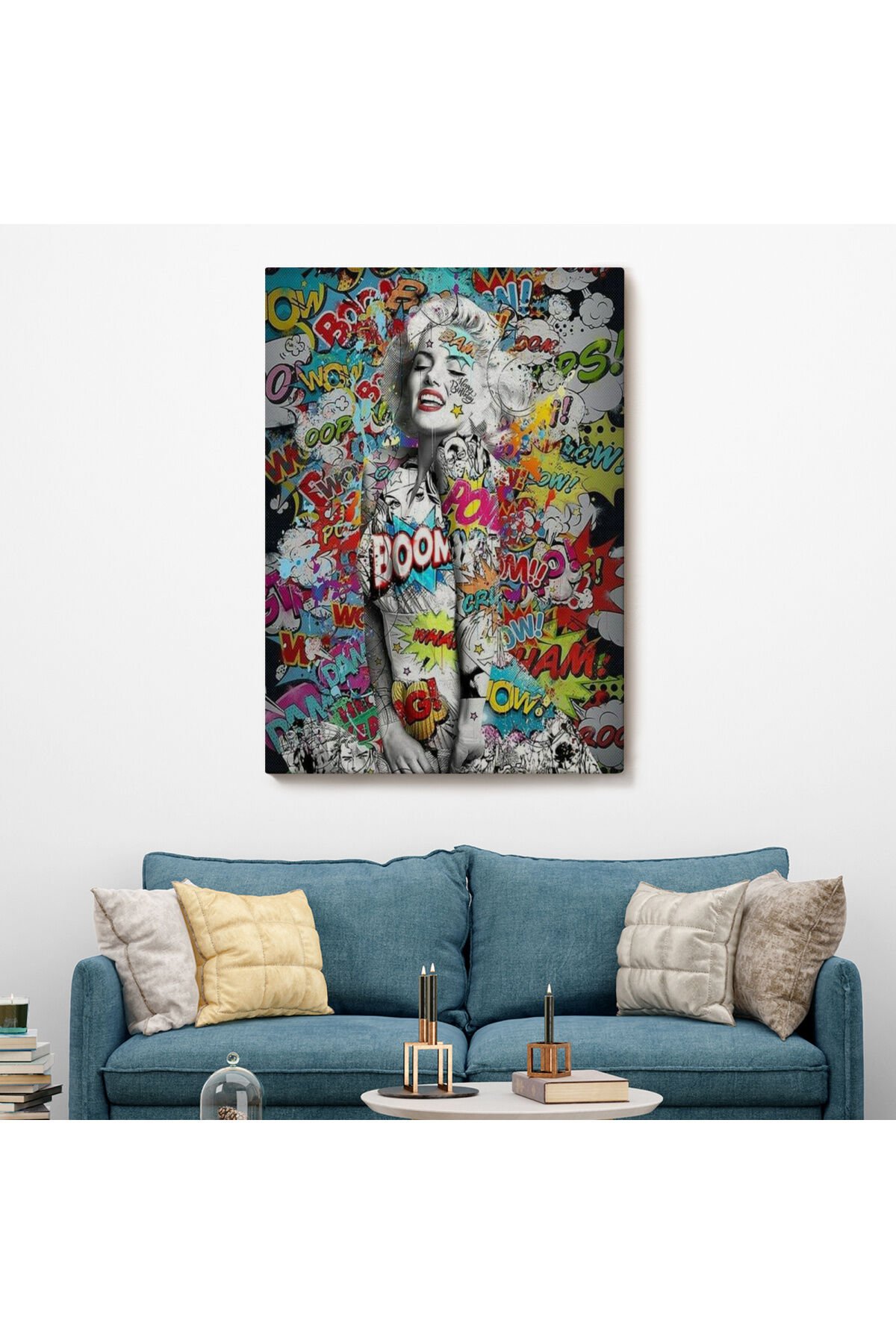 Graffiti Marilyn Monroe, Renkli Marilyn Monroe Kanvas Tablo-5307
