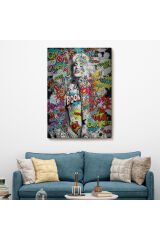 Graffiti Marilyn Monroe, Renkli Marilyn Monroe Kanvas Tablo-5307