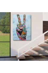 Kanvas Tablo Graffiti Zafer İşareti Bansky Duvar Sanatı, Graffiti Sokak Sanatı-5308
