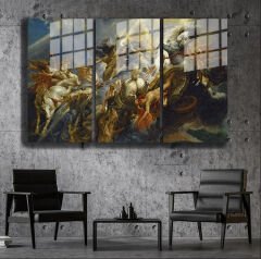 Ünlü Ressamlar ve Yapıtları Modern Yaşam Alanları İçin 3'lü Dikey Cam Tablo 215