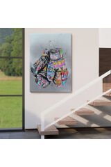 Boks Eldivenleri Kanvas Tablo, Renkli Banksy Sokak Graffiti Kanvas Tablo-5320