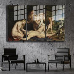 Ünlü Ressamlar ve Yapıtları Modern Yaşam Alanları İçin 3'lü Dikey Cam Tablo 223