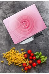 Pembe  Cam Kesme Tahtası 25 x 35 cm